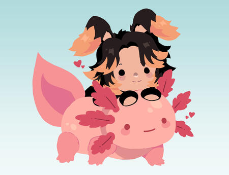 Yueling on an Axolotl made by @starryscaled (https://ko-fi.com/starryscaled)